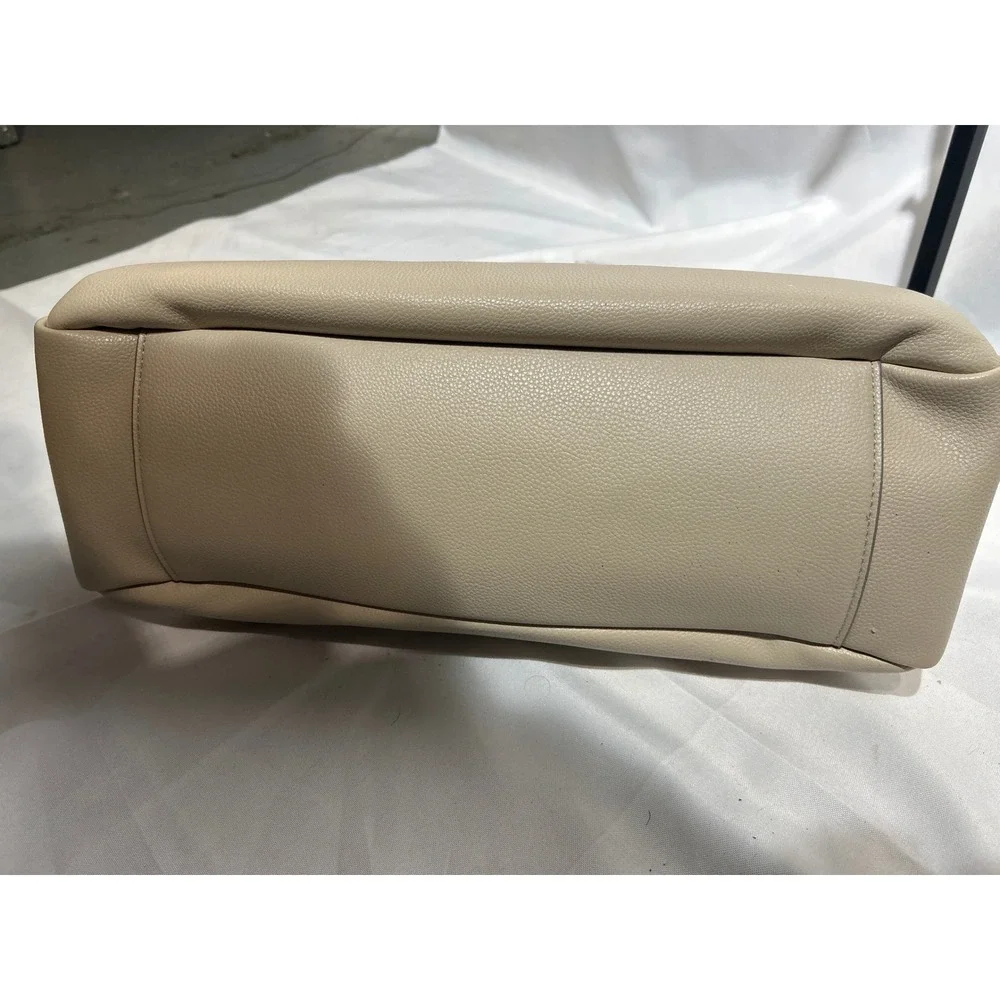 DKNY Beige Pebbled Leather Tote Bag Silver Hardware NWT